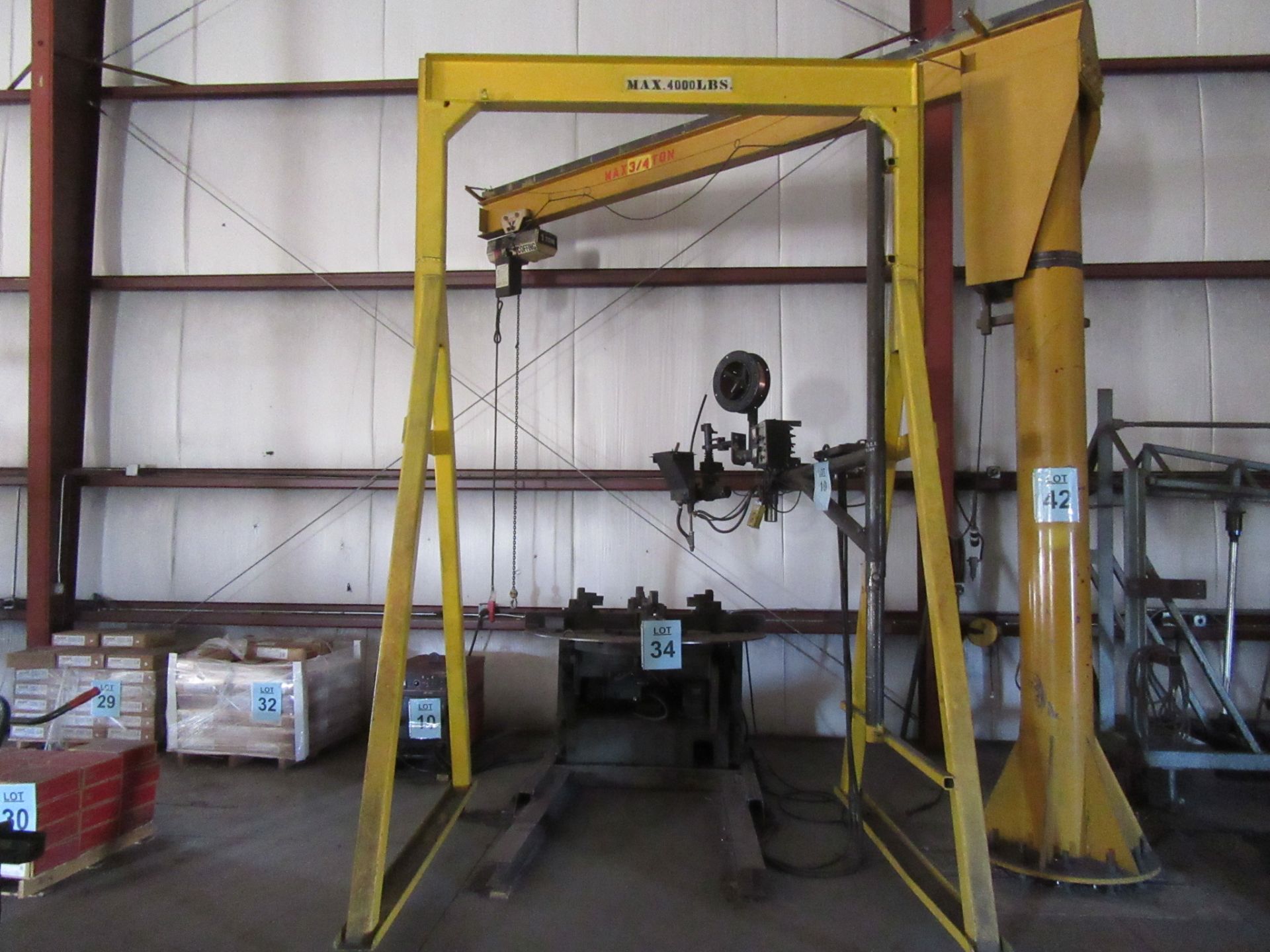 LINCOLN DC-600 WELDER WITH LINCOLN NA-3N WIRE FEEDER AND 4000 LB. STAND, (BACK BUILDING) - Image 3 of 3