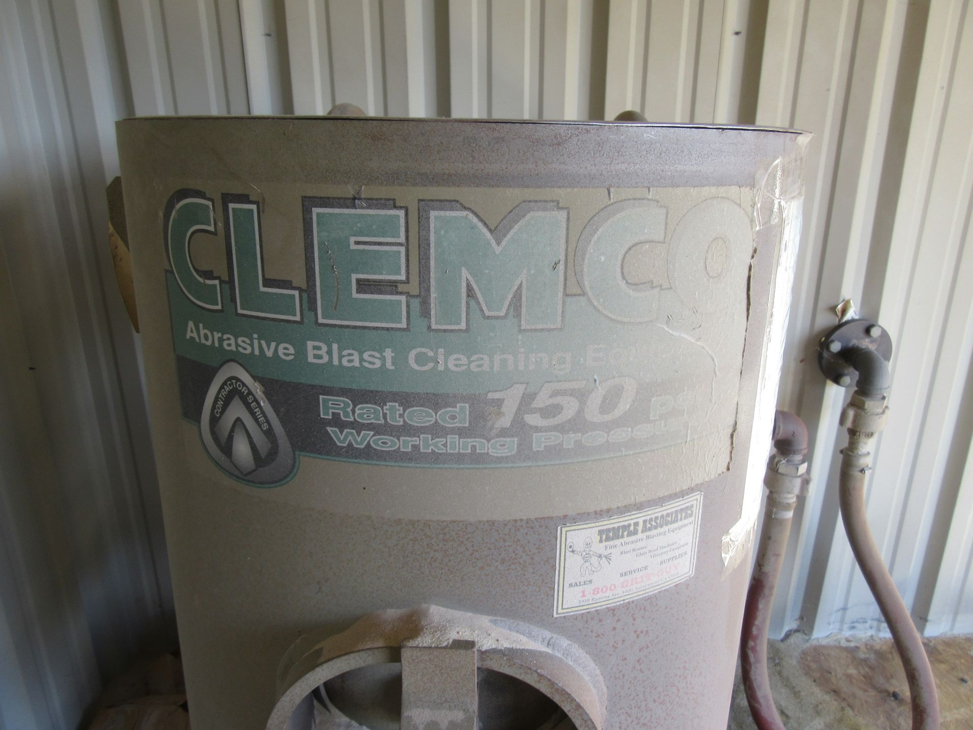 CLEMCO 2024 ABRASIVE BLAST, RATED 150 PSI WORKING PRESSURE, 6.0 CF CAPACITY, (BACK BUILDING) - Image 2 of 4