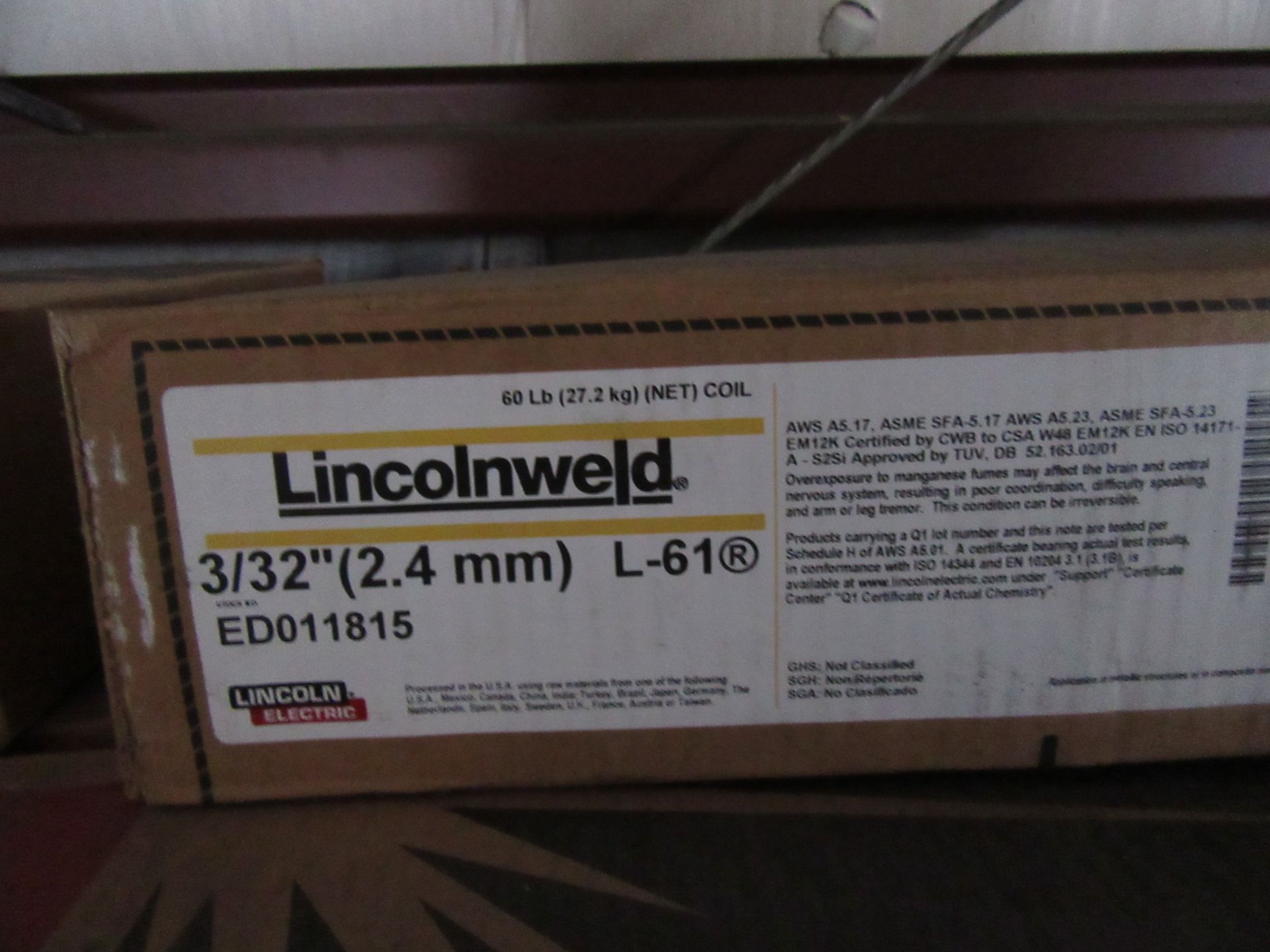 LOT (38) SPOOLS 3/32'' LINCOLN L-61 ARC WELDING WIRE, STOCK NO. ED011815, (BACK BUILDING) - Image 2 of 2