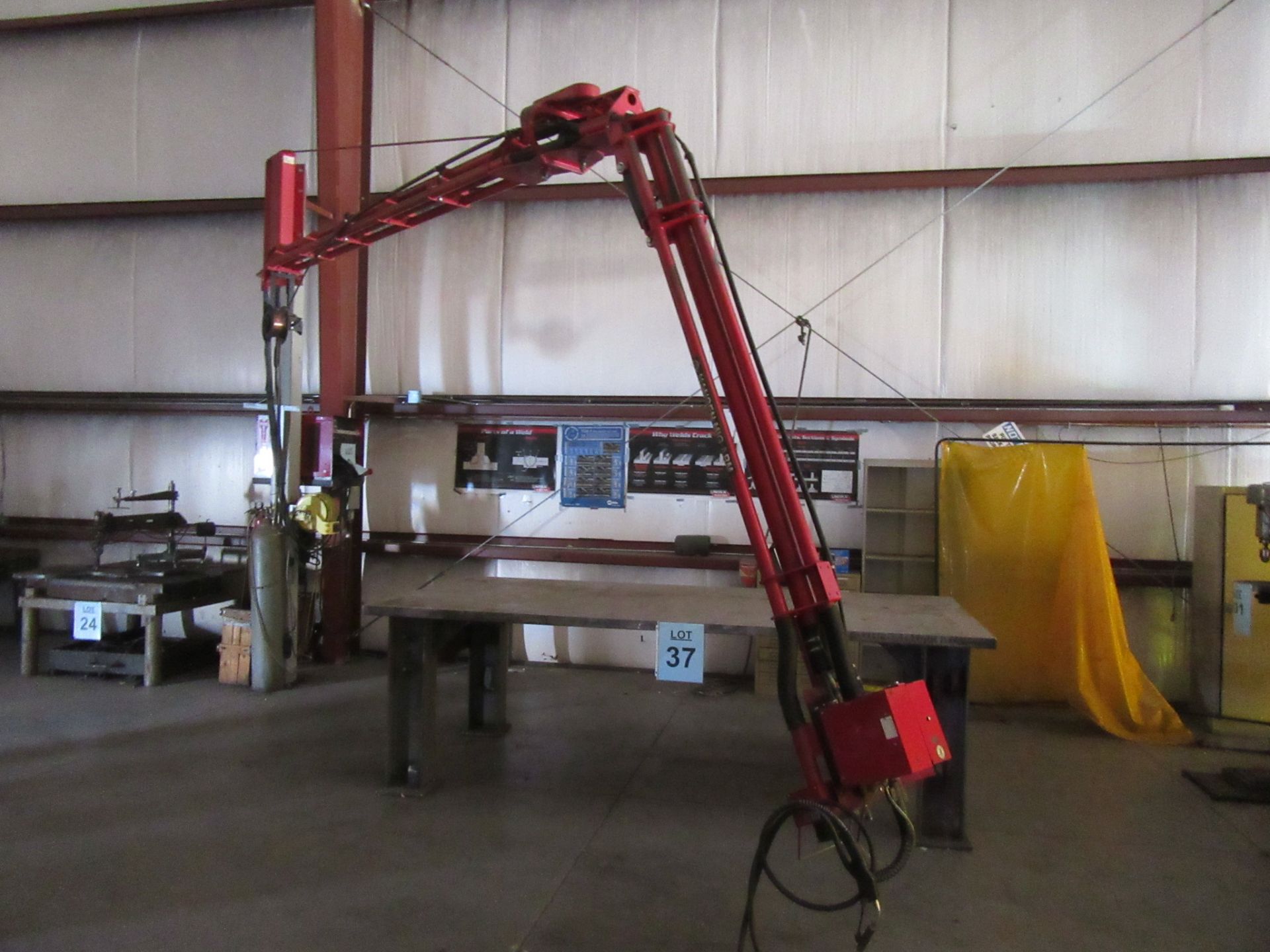 LINCOLN CV-250 WELDER WITH LINCOLN LN-7 WIRE FEEDER AND HANSEN MIG ARM, (BACK BUILDING) - Image 2 of 3