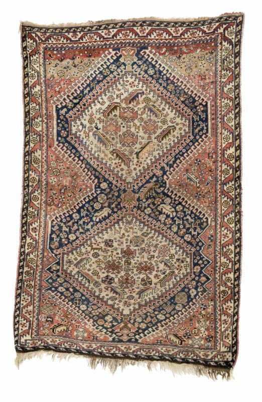Persisch-Shiraz-Teppich um 1920, Senneh-Knoten, abgenutzt, beschädigt, mangelt, 170*112 cm Persian-