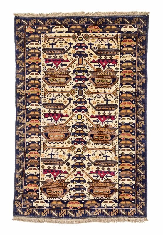 Afganisch-Teppich um 2000, Ghiordes-Knote, 132*87 cm Afghan-rug around 2000, ghiordes-knot, 132*87