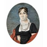 Österreichische Miniaturmaler, 19. Jahrhundert - Porträt einer Frau 7*5 cm, Gouache auf Elfenbein