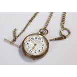 Openface pocket watch, together with two chains, AF