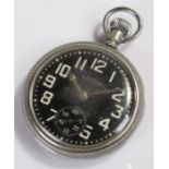 Waltham openface pocket watch, with a black dial