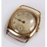 9 carat gold gentleman's wristwatch, with a silvered dial