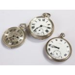 Three openface pocket watches, (3)