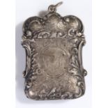 Silver vesta case, Birmingham 1901, with all over C scroll and foliate decoration, 52mm high