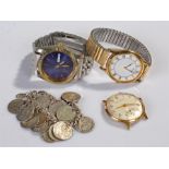 Three gentleman's wristwatches, to include Smiths Astral, Seiko, a quartz watch and a coin bracelet,