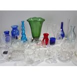 Mixed lot of glass to include jugs, vases, dishes and decanter. (qty)