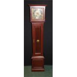 Metamec longcase clock, of small proportions, the mahogany case with square dial, silvered chapter