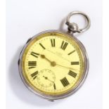 Silver open face pocket watch, A GOLD LONDON, 54mm diameter