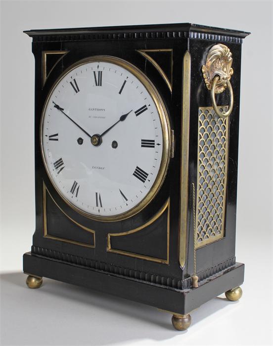 Regency ebonised bracket clock, Ganthony 83 Cheapside London, the rectangular case with inside brass - Image 2 of 3