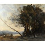 After Jean-Baptiste-Camille Corot (1796-1875) The Bent Tree, unsigned oil on canvas, 60cm x 50cm