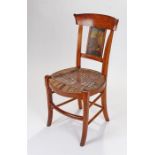 19th Century naively decorated Dutch chair. The deep top rail with a naive painted lady standing