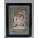 Bergeret an early 19th Century ink drawing of two ladies seating by a tomb stone. Signed and