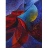 Liz de Pauley, Abstract composition, oil on board signed Ldp. 30x37cm