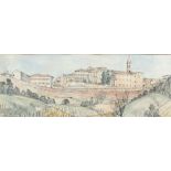 Fyffe Christie (1918-1979) An Italian Viaduct, pencil and watercolour 47x17cm