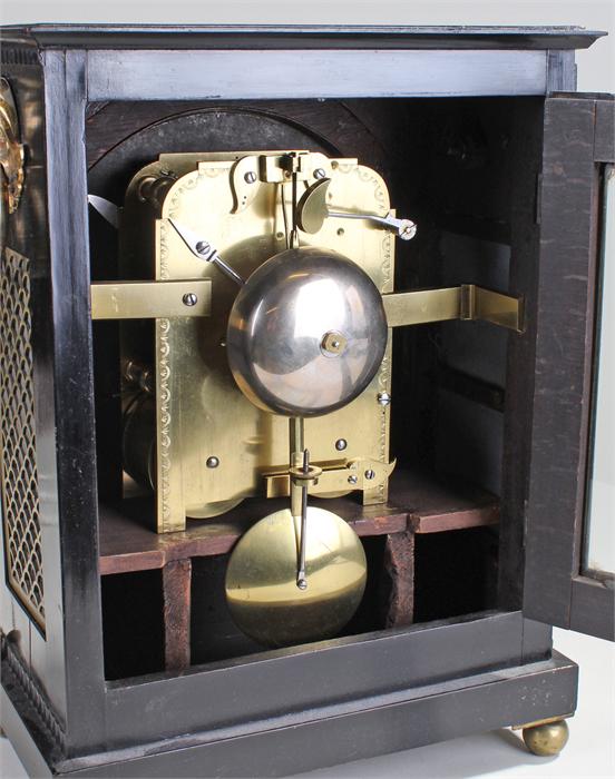 Regency ebonised bracket clock, Ganthony 83 Cheapside London, the rectangular case with inside brass - Image 3 of 3