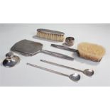 Collection of silver, various dates and makers, to include a mirror and brush set, a capstan