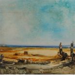 Anthony Egan, Landscape with ruins, signed on reverse, oil on board 61x62cm