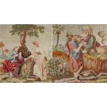 Pair of 19th Century wool work pictures, depicting religious scenes, housed within mahogany and