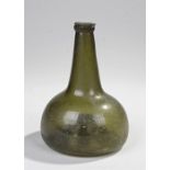 18th Century Dutch glass onion bottle, of typical form, 21cm high