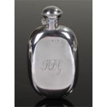 George V silver hip flask, Birmingham 1911, makers mark rubbed, the twist top hinged above an oval