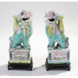 Pair of Chinese dogs of Fo incense burners, both with mouth slightly open, incense container to