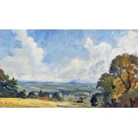 Fyffe Christie (1918-1979) Kent Landscape, oil on board, 46x27cm