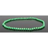 Chinese spinach jade necklace, with a row of sphere jade links, 87cm long