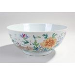 19th Century Chinese Canton porcelain bowl, the bowl decorated with flowers and a gilt fence on a