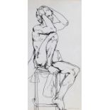 Fyffe Christie (1918-1979) seated figure holding head in hands, signed lower right and dated May