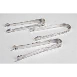 George III silver sugar tongs, each bright cut, to include a pair for London 1832, maker George