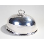 Silver plated meat dish cover, maker William Hutton & Sons, the acanthus leaf capped log effect