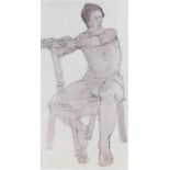 Fyffe Christie (1918-1979) Young Man Seated on Donkey Easel, signed bottom centre and dated 1975,