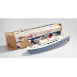 Tri-ang clockwork Ocean Liner, the grey and white Pretoria Castle toy ship, boxed