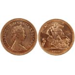 Elizabeth II sovereign, 1979, St George and the Dragon to the reverse