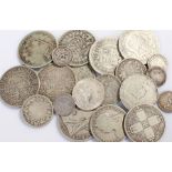 Pre 1920 coins, to include Half Crowns to Four Pence pieces, (qty)