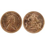 Elizabeth II sovereign, 1979, St George and the Dragon to the reverse