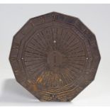 19th Century French World time sundial, circa 1860, the bronze dial with various cities of the