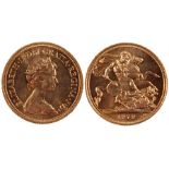 Elizabeth II sovereign, 1979, St George and the Dragon to the reverse