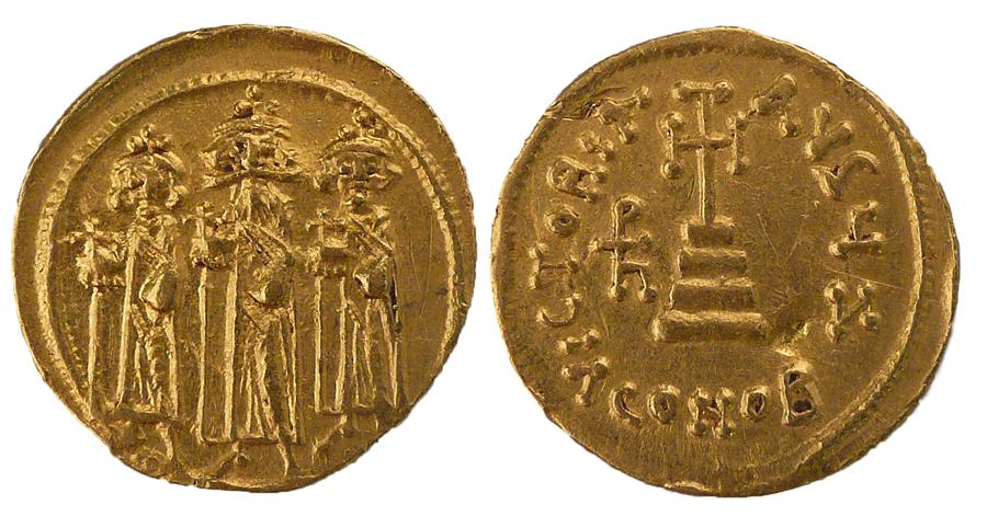 Heraclius, Heraclius Constantine and Heraclonas AV Solidus. Constantinople, AD 610-641. Heraclius,