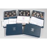 Great Britain cased coin sets, consisting of 1983, 1988, 1997, 1998 and 1999, (5)