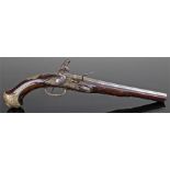 18th Century French flintlock pistol made for the Turkish market, with a brass butt and lock plate