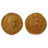 Byzantine Theodosius I 379-395 A.D. Solidus, Constantinople mint, D N THEODO SIVS P F AVC, reverse