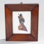 19th Century painted silhouette of an Officer, with red tunic, within a rosewood frame, 13.5cm x