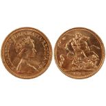 Elizabeth II sovereign, 1979, St George and the Dragon to the reverse