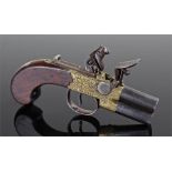 George III flintlock pistol, circa 1800, maker Mabson & Labron, the over and under barrel with