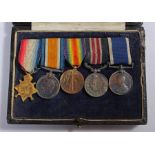 First World War Miniature group of five, consisting of a Trio, Military Medal and Naval Long Service